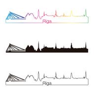 Riga skyline linear style with rainbow