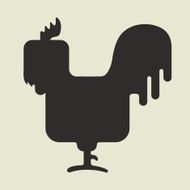 Silhouette of cute square shaped rooster with crest