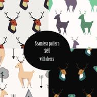 Seamless vector pattern set with deers