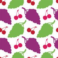 Seamless pattern with silhouettes grapes and cherry N5