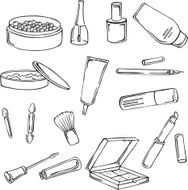 Vector silhouettes of various cosmetics N3
