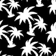 Seamless pattern with coconut palm trees in black and white N3