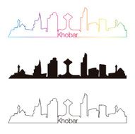 Khobar skyline linear style with rainbow