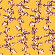 Seamless vector pattern with branches and leaves N3