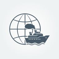 Globe and ship icon