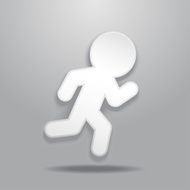 Paper running man isolated on a gray background