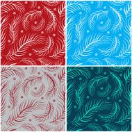 Set of seamless patterns with feathers