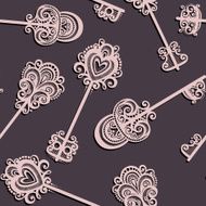 Seamless Ornate Pattern with Keys N3