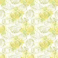 Seamless background outline seashells N6