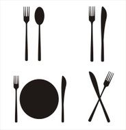 Fork spoon and plate icons