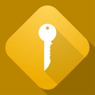 Vector icon of Key with a long shadow N2