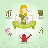 Young woman gardener vector illustration