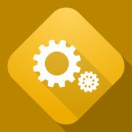 Vector icon of Gears with a long shadow N2