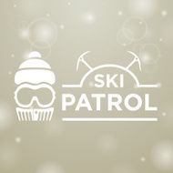 logotype ski patrol on gray snow background