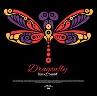Background with beautiful dragonfly