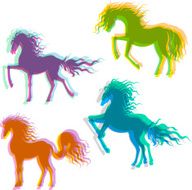 Four Colorful Horses