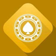 Vector icon of Casino Chip with a long shadow N3