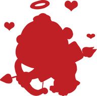 Red Silhouette Of Cupid