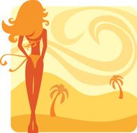 Vector woman summer silhouette