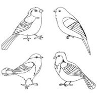 Vector set of decorative birds silhouettes