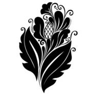 Beautiful Decorative Flower with Leaves (Vector) N30