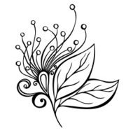 Beautiful Decorative Flower with Leaves (Vector) N31