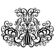 Beautiful Decorative Flower with Birds (Vector)