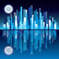 Night city panorama vector illustration