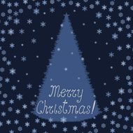 Christmas greeting card with tree and snowflakes