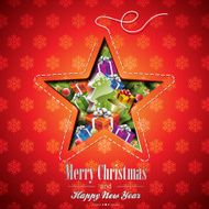 Christmas illustration with abstract star design and holid&iacute;y elements