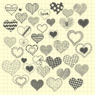 Set of sketchy hearts N2