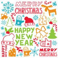 Christmas and New Year elements seamless background