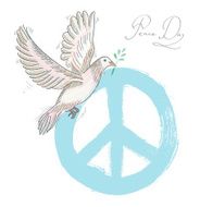 Hand drawn symbol peace dove texture background EPS10 file