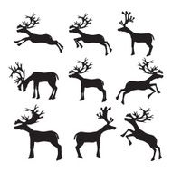 Collection Of Reindeer Silhouette Vector Illustration N2