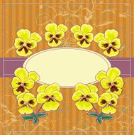 Vintage Floral Frame With Blooming Pansies