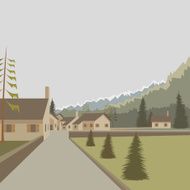 Mountain village background vector illustration N6