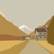 Mountain village background vector illustration N7