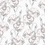 Vector seamless pattern with hand drawn flowers