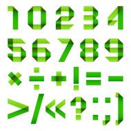 Font folded from green paper - Arabic numerals