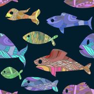 seamless pattern with ornated fishes
