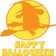 Witch Ride A Broom Silhouette And Text