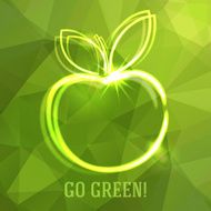 Abstract background with silhouette of luminous apple