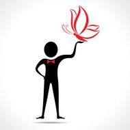 Man holding a butterfly icon