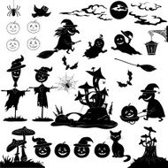 Halloween cartoon set black silhouette N3