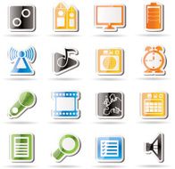 Mobile phone performance internet and office icons N4