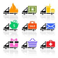 Delivery truck colored icons N2