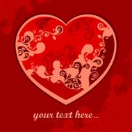 Pattern heart on red &amp; text