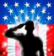 US flag military soldier saluting in silhouette N2