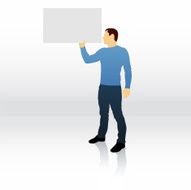 Male silhouette holding blank sign N13