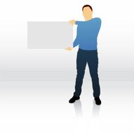 Male silhouette holding blank sign N15